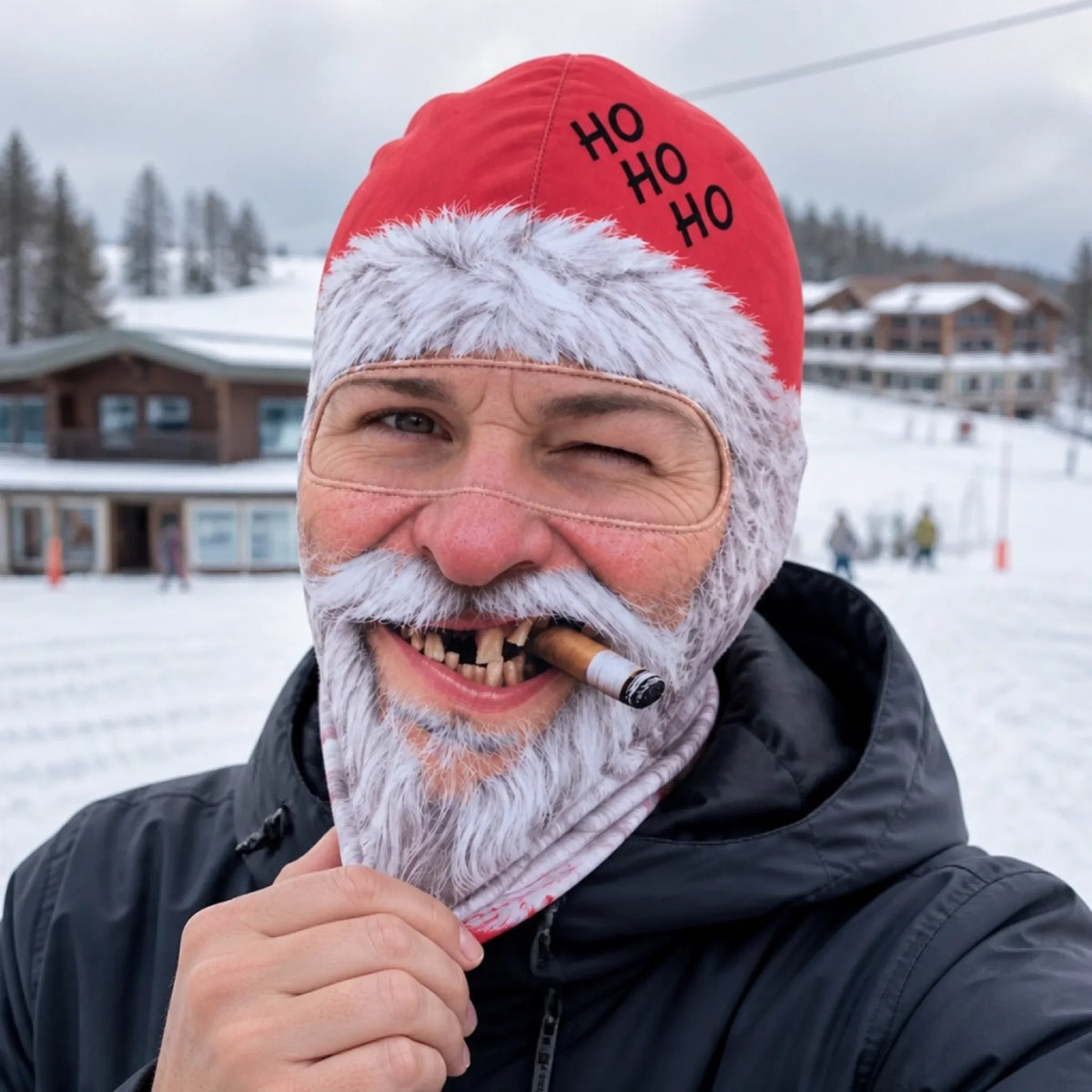 Personlig morsom skimaske - Kald snø, varme hjerter