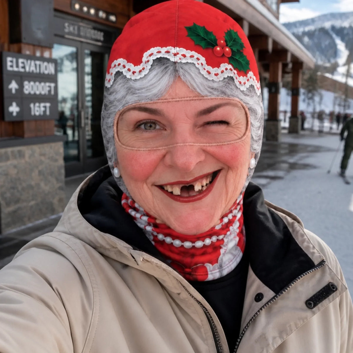 Personlig morsom skimaske - Kald snø, varme hjerter